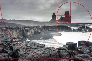 golden ratio example with overlay on a coastal scene